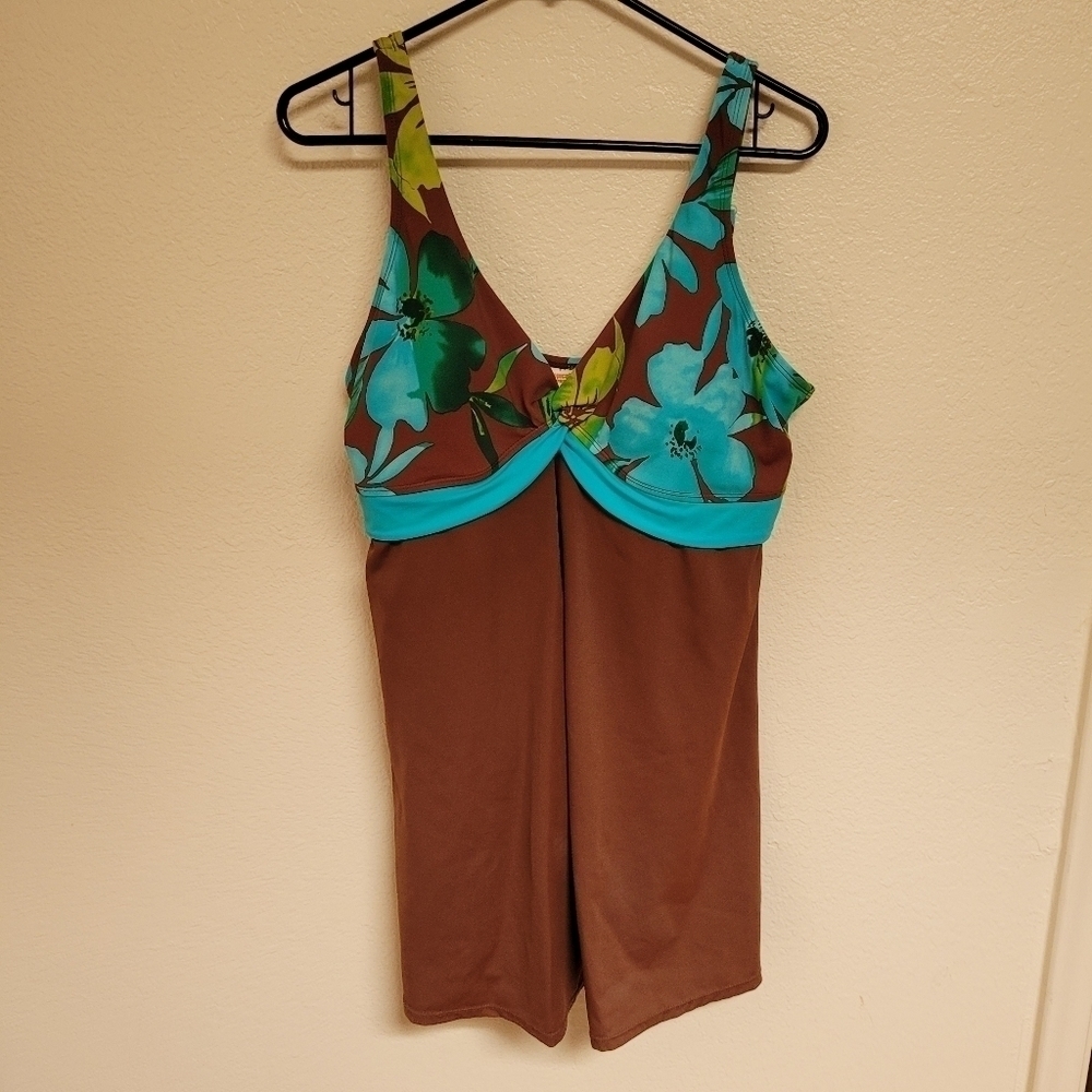 Tropical Escape Brown Swim Dress